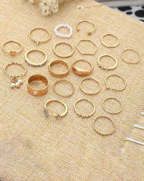 JEWELS GALAXY Set of 21 Gold-Plated Stackable Rings | FS - Image 2