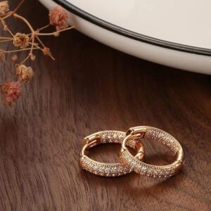 Shining Diva Fashion 18k Rose Gold Plated Latest Fancy Stylish Copper Zircon Bali Earrings for Women and Girls